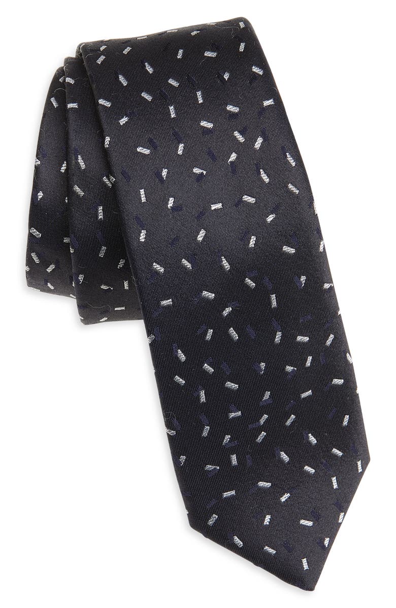 BOSS Print Silk Tie, Main, color, Dk Bu