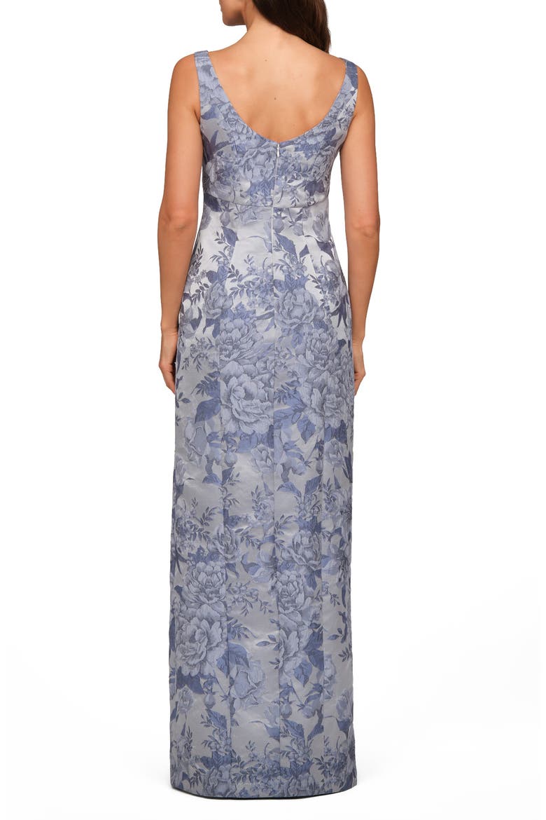 Everleigh Floral Jacquard Column Gown, Alternate, color, STONE WASH