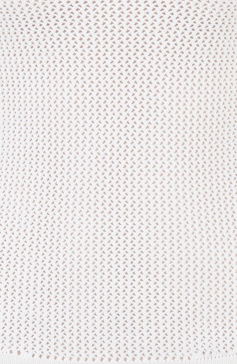HOUSE OF CB Yves Open Stitch Short Sleeve Top, Alternate, color, White