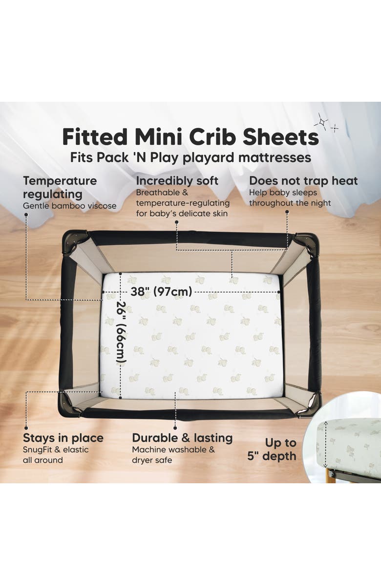 KeaBabies Isla Fitted Mini Crib Sheets, Alternate, color, Elly