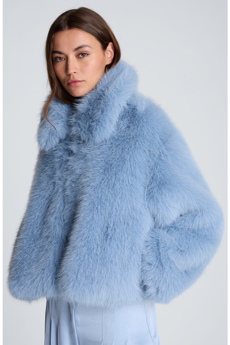 Faux Fur Cropped Jacket, Alternate, color, SERENE BLUE
