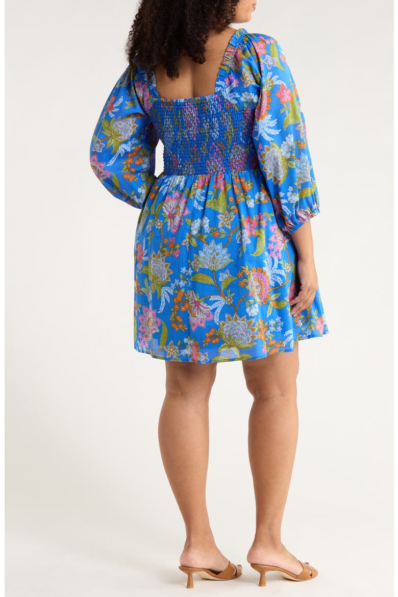 Sunlit Floral Niko Smocked Dress, Alternate, color, COBALT-MULTI
