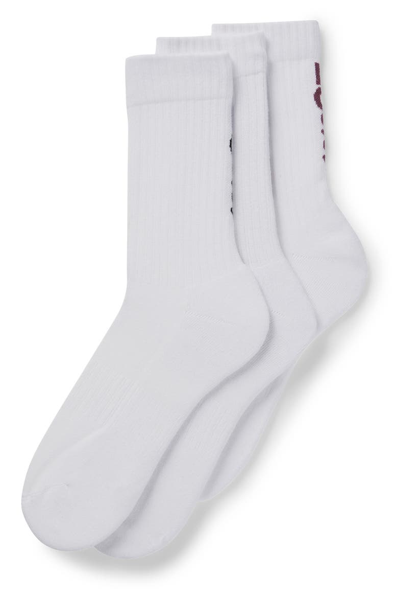 3-Pack Ribbed Crew Socks, Alternate, color, WHITE