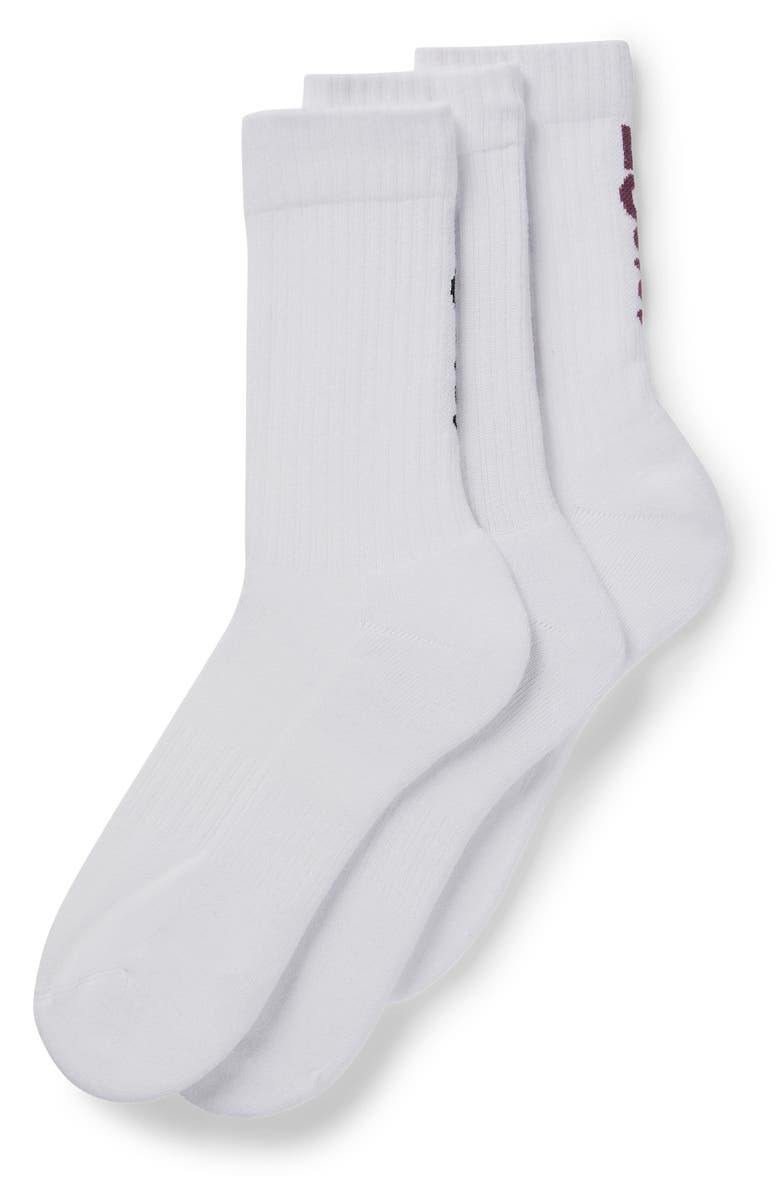 BOSS 3-Pack Ribbed Crew Socks, Alternate, color, White