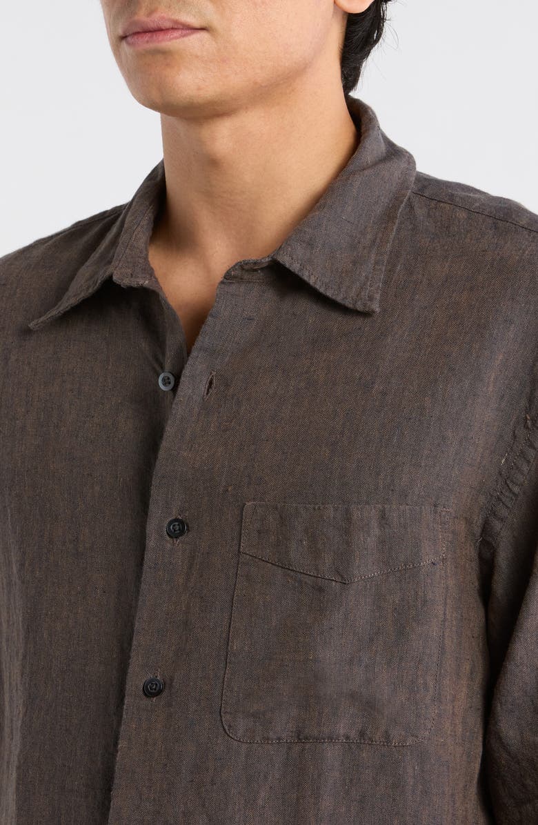 Madewell Linen & Organic Cotton Button-Up Shirt, Alternate, color, Chocolate