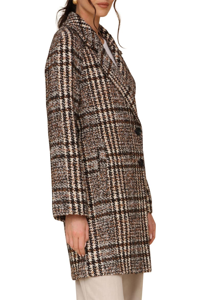 Plaid Bouclé Walker Coat, Alternate, color, TAN/ BROWN PLAID