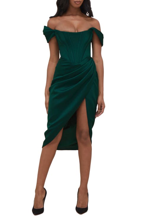 Loretta Off the Shoulder Satin Corset Dress