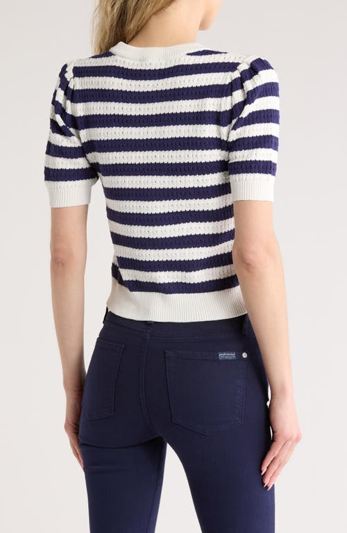 Industry Republic Clothing Stripe Pointelle Sweater In Navy/white