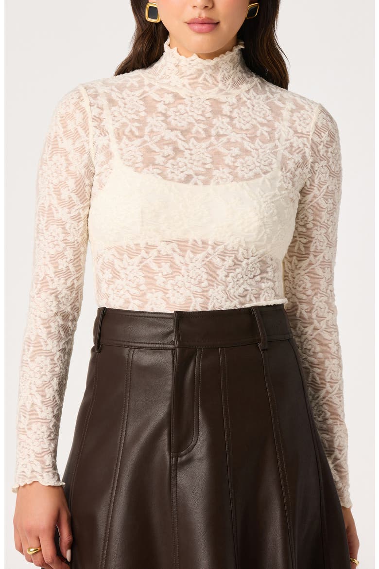 Kyra Mock Neck Lace Top, Alternate, color, IVORY