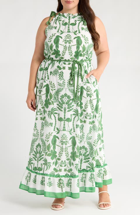 Kimana Floral Cotton Maxi Dress (Plus)