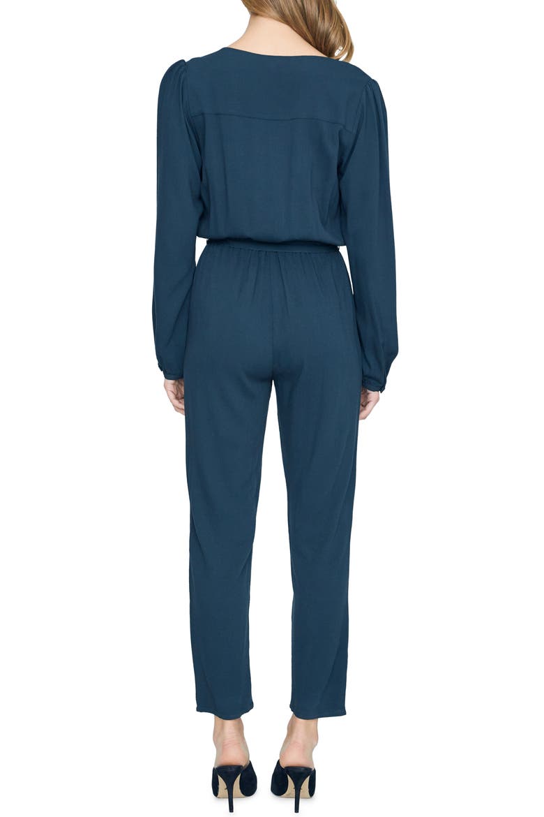 Desk to Dinner Wrap Front Long Sleeve Jumpsuit, Alternate, color, JADE