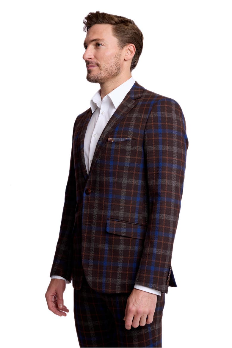 Dover Slim Fit Plaid Suit Jacket, Alternate, color, CHOCOLATE ROYAL RUST CHECK