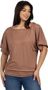 24seven Comfort Apparel Loose Fit Dolman Top with Wide Sleeves