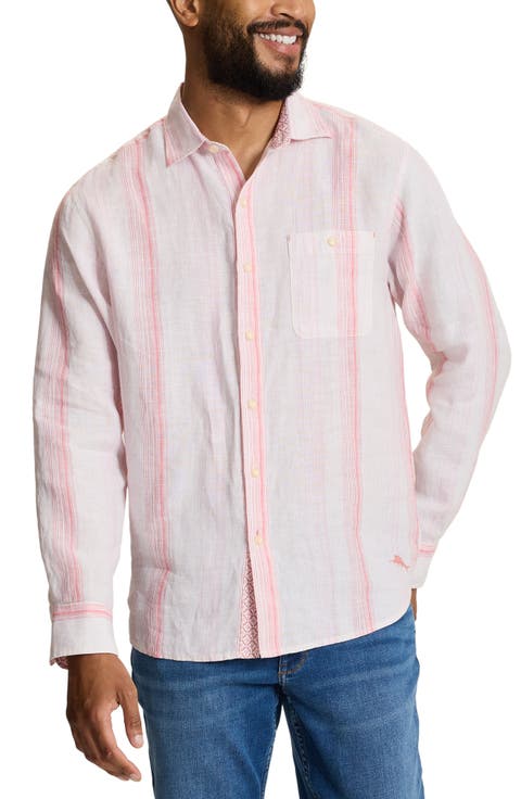 San Lucas Long Sleeve Striped Linen Shirt