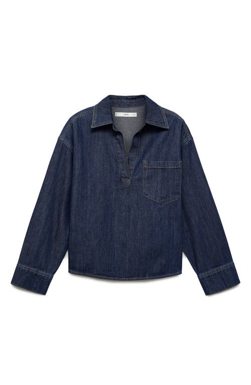 Mango Sylvie Denim Popover Shirt In Dark Blue