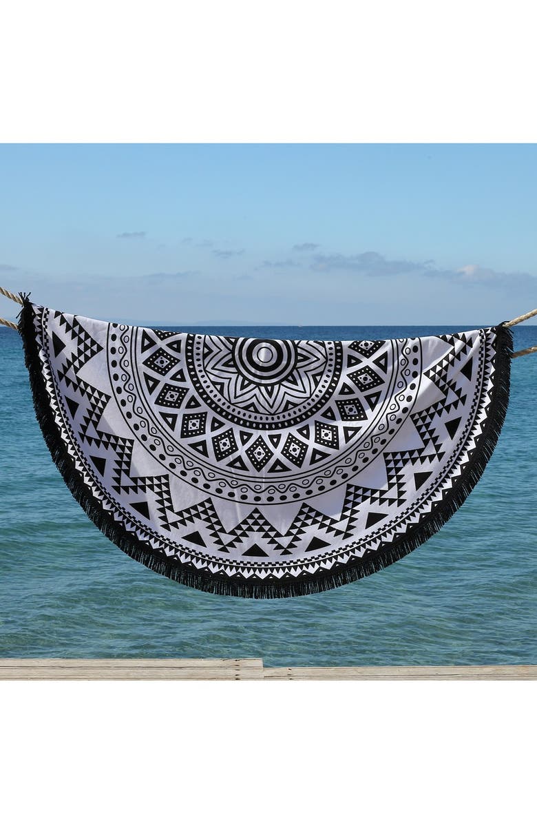 Linum Home Textiles 'Kilim' Turkish Pestemal Round Beach Towel, Alternate, color, 