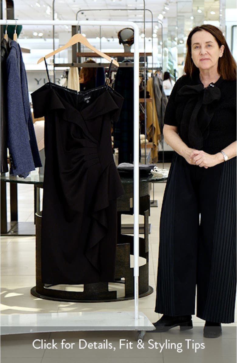 Ruffle Boat Neck Scuba Cocktail Dress, sales video thumbnail