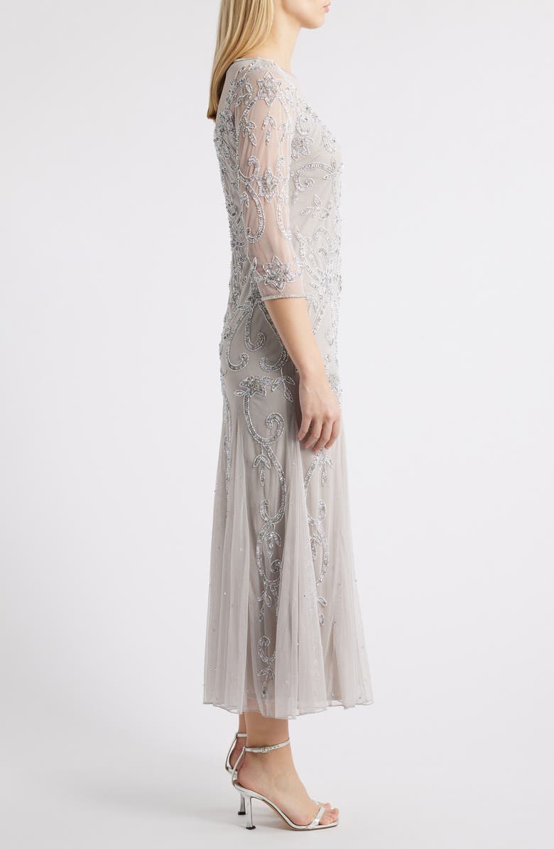 Beaded Illusion Neck Gown