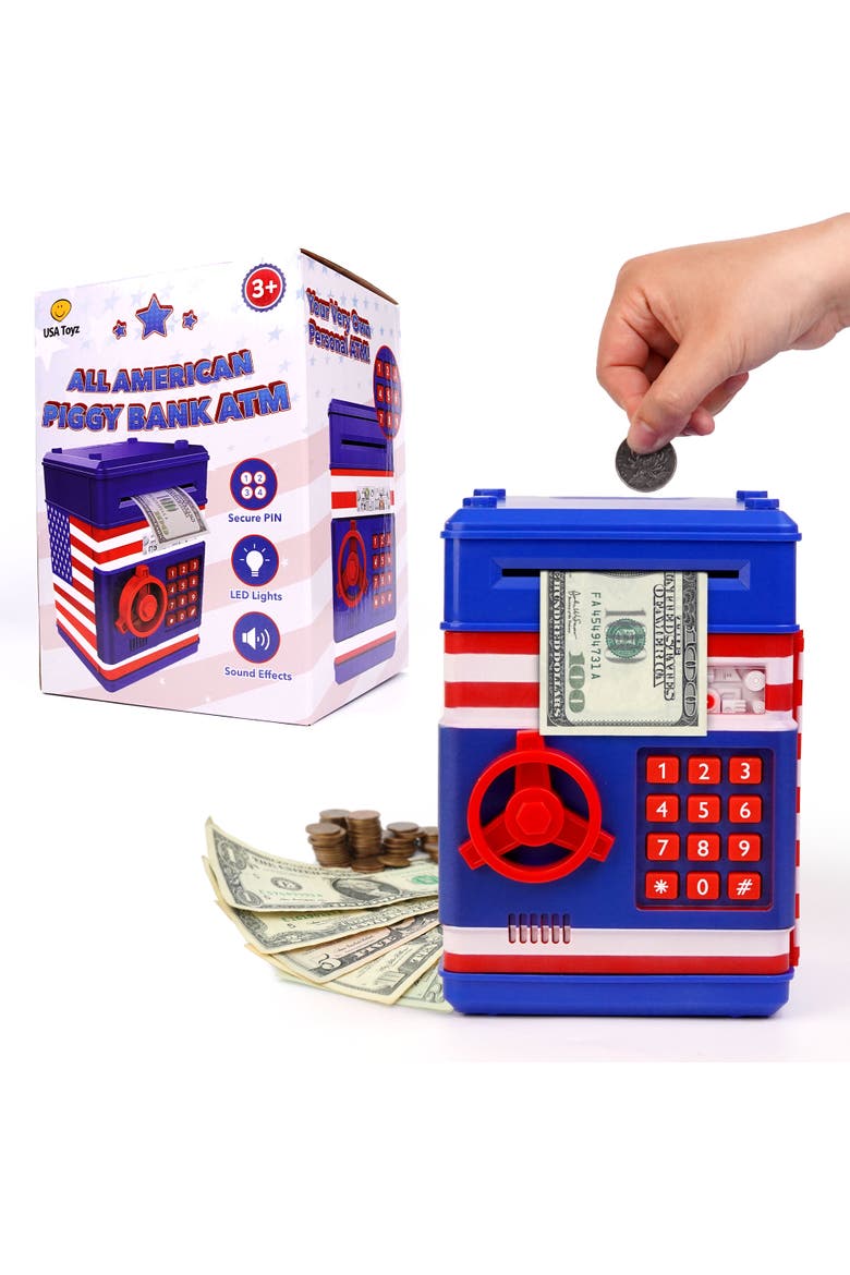 All-American Electronic Piggy Bank, Main, color, Red, White and Blue