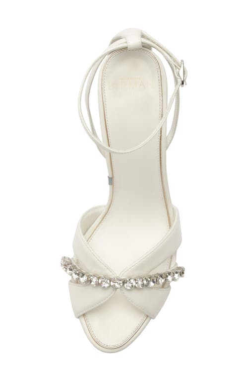 Alexandre Birman Georgina Crystal Ankle Strap Bridal Sandal In White