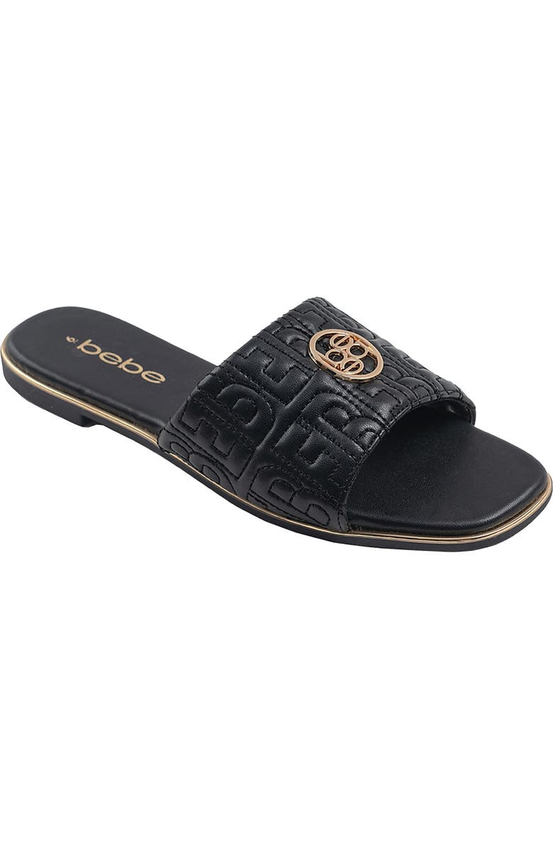 bebe Quilted Slide Sandal, Main, color,