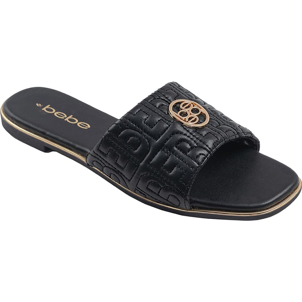 Bebe Quilted Slide Sandal In Black