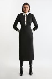 Karen Millen Techno Cotton Shirt Maxi Shirt Dress