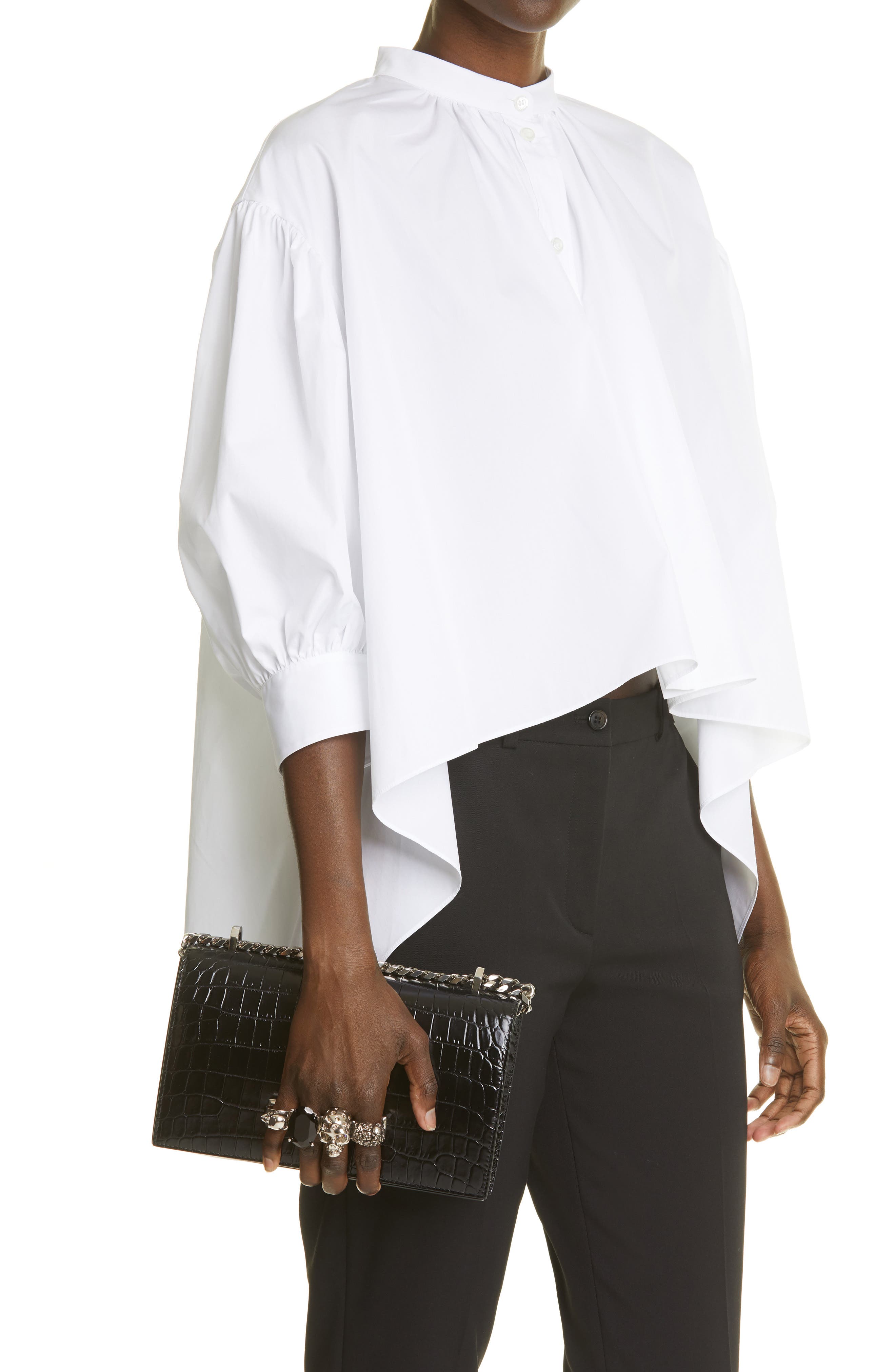 McQueen Alexander McQueen Jewelled Croc Embossed, Alternate, color, Black