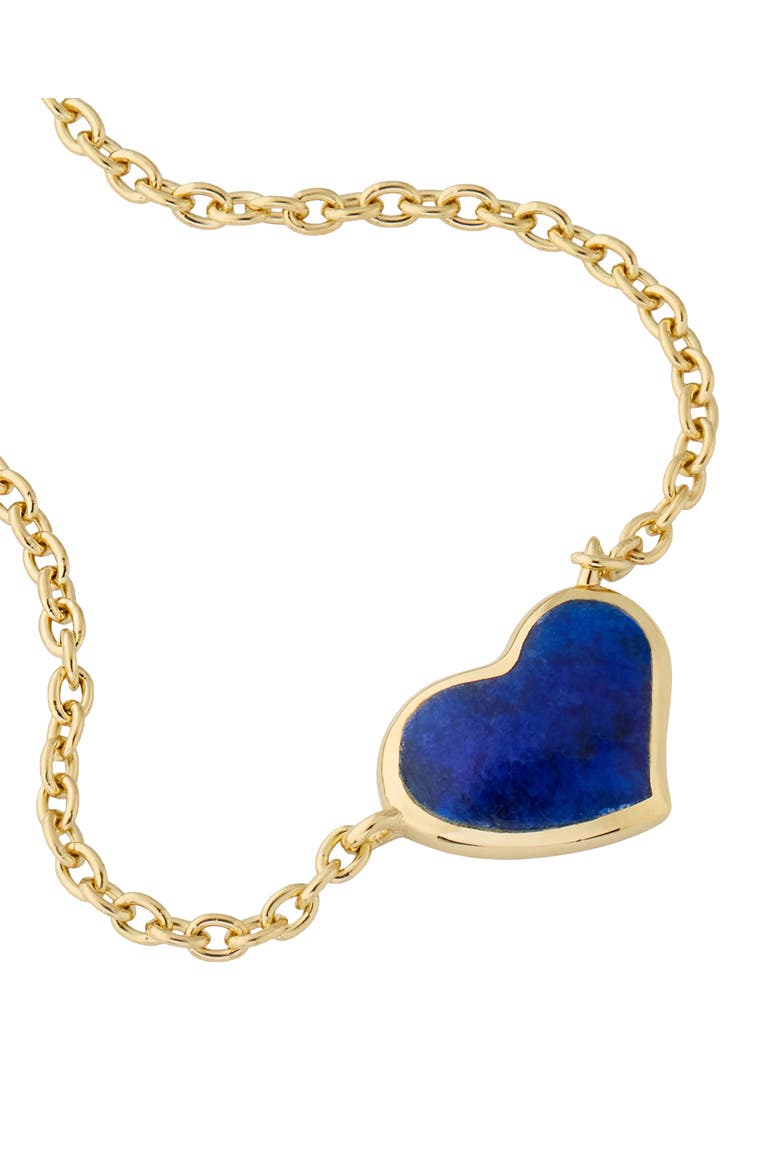Single Heart 18" Necklace Set In Sterling Silver With 18K Gold Overlay, Alternate, color, Blue