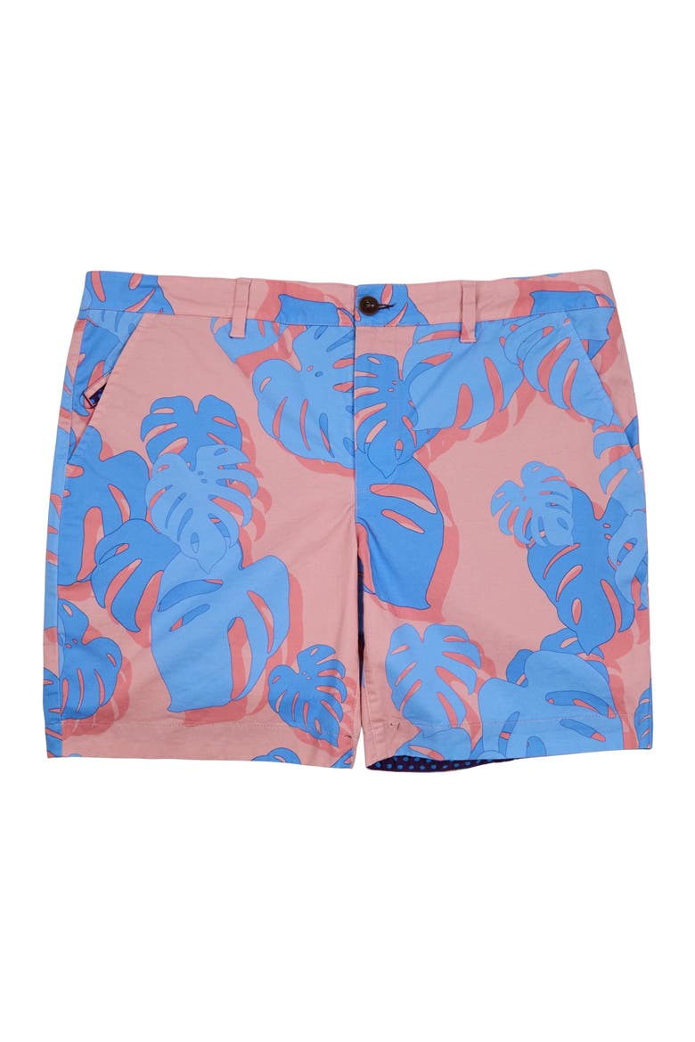 Monstera Floral Mens Flat Front Short, Alternate, color, MONSTERA FLORAL CORAL