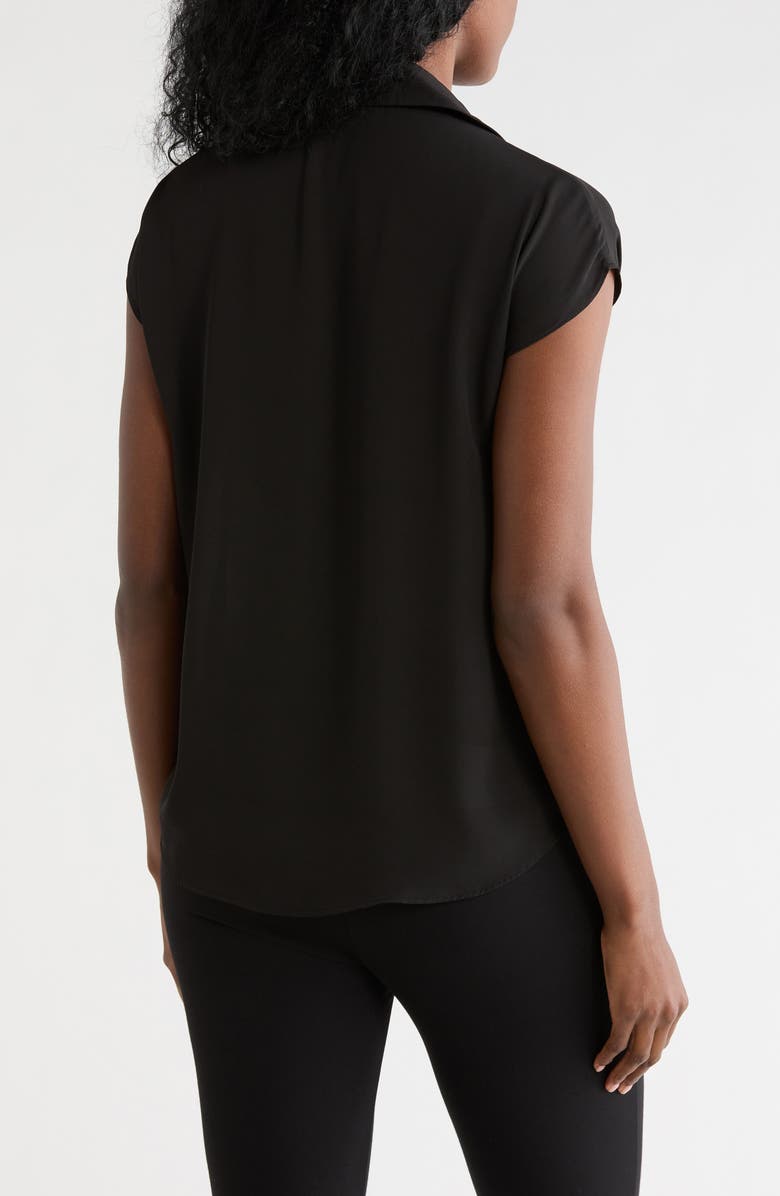 T Tahari Cap Sleeve Button-Up Shirt, Alternate, color, Black