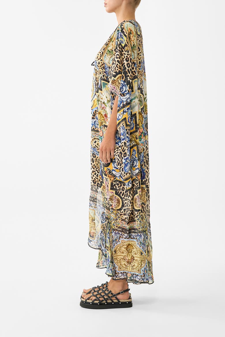 Lace Up Kaftan With Hem Ruffle, Alternate, color, Sevillian Style