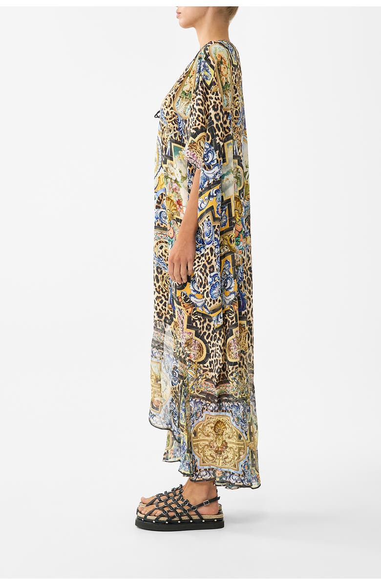 Camilla Lace Up Kaftan With Hem Ruffle, Alternate, color, Sevillian Style