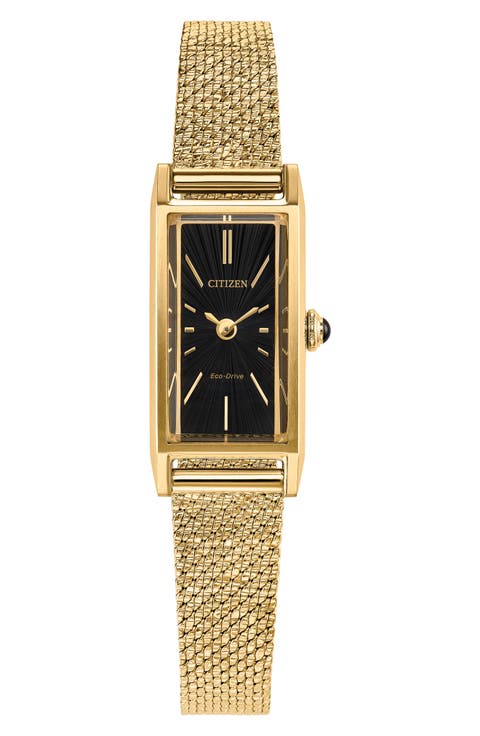 Fio Tank Goldtone Mesh Strap Watch, 14.3mm x 30.7mm