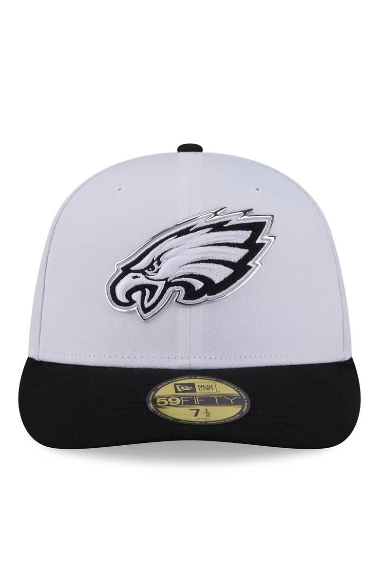 Men's New Era  White/Black Philadelphia Eagles 2026 NFL Draft Pre-Curved 59FIFTY Fitted Hat, Alternate, color, White
