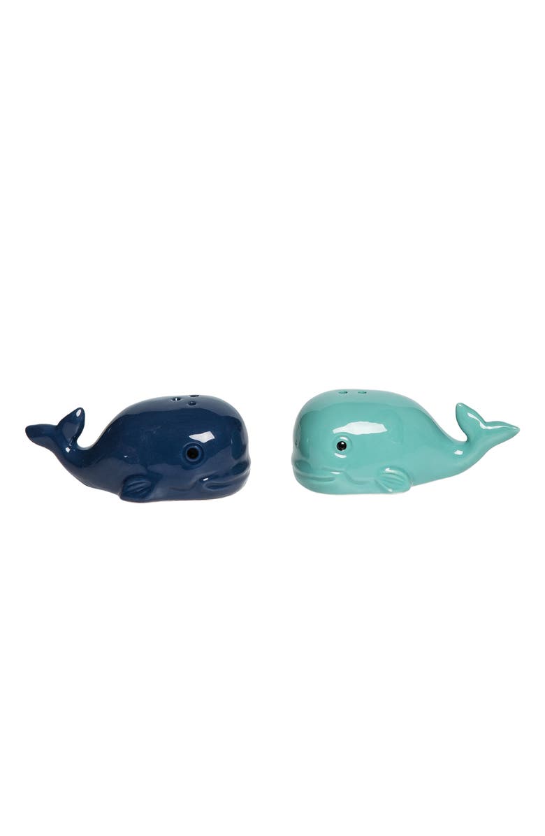 Beachcombers Whale Salt And Pepper Shaker Set Of 2, Main, color, Blue