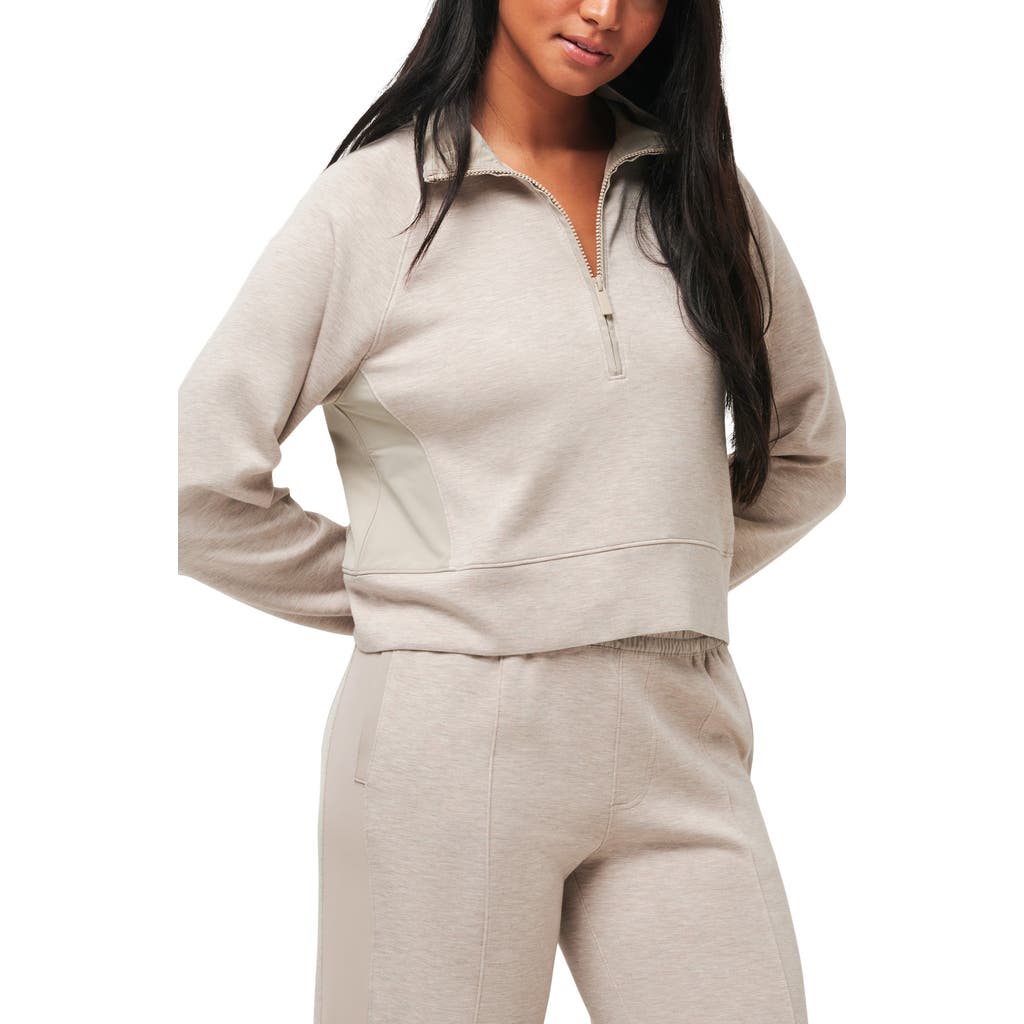 TravisMathew Delightful Half Zip Pullover in Heather Taupe