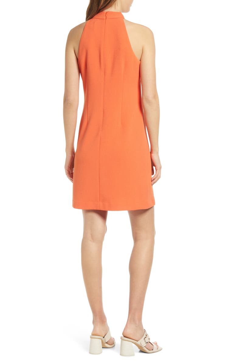 Vince Camuto Tie Neck A-Line Dress, Alternate, color, Tangerine