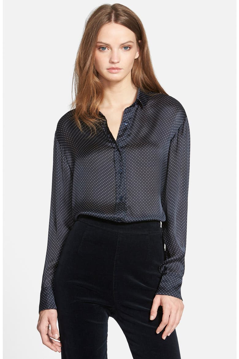 Alexa Chung for AG 'Dottie' Silk Shirt, Main, color, PINDOT PRINT