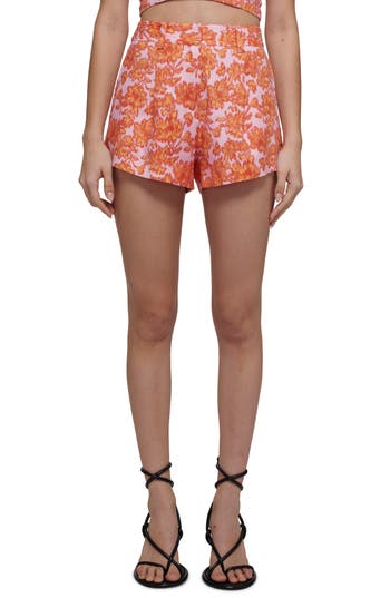 Derek Lam 10 Crosby Vadella High Waist Shorts In Orange/rose