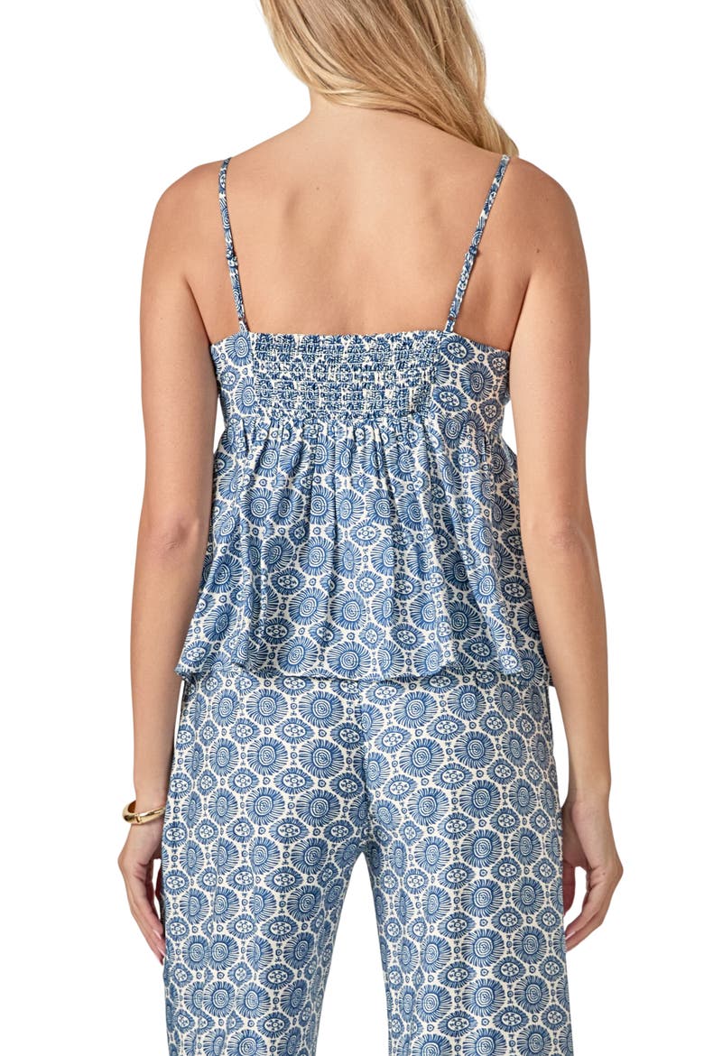 Allover Print Babydoll Top, Alternate, color, NAVY/WHITE