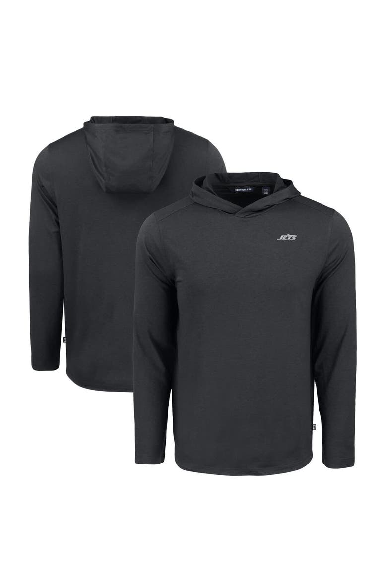 Men's Cutter & Buck Black New York Jets Monochromatic Logo Coastline Epic Comfort Eco Recycled Long Sleeve Hoodie T-Shirt, Main, color, Black
