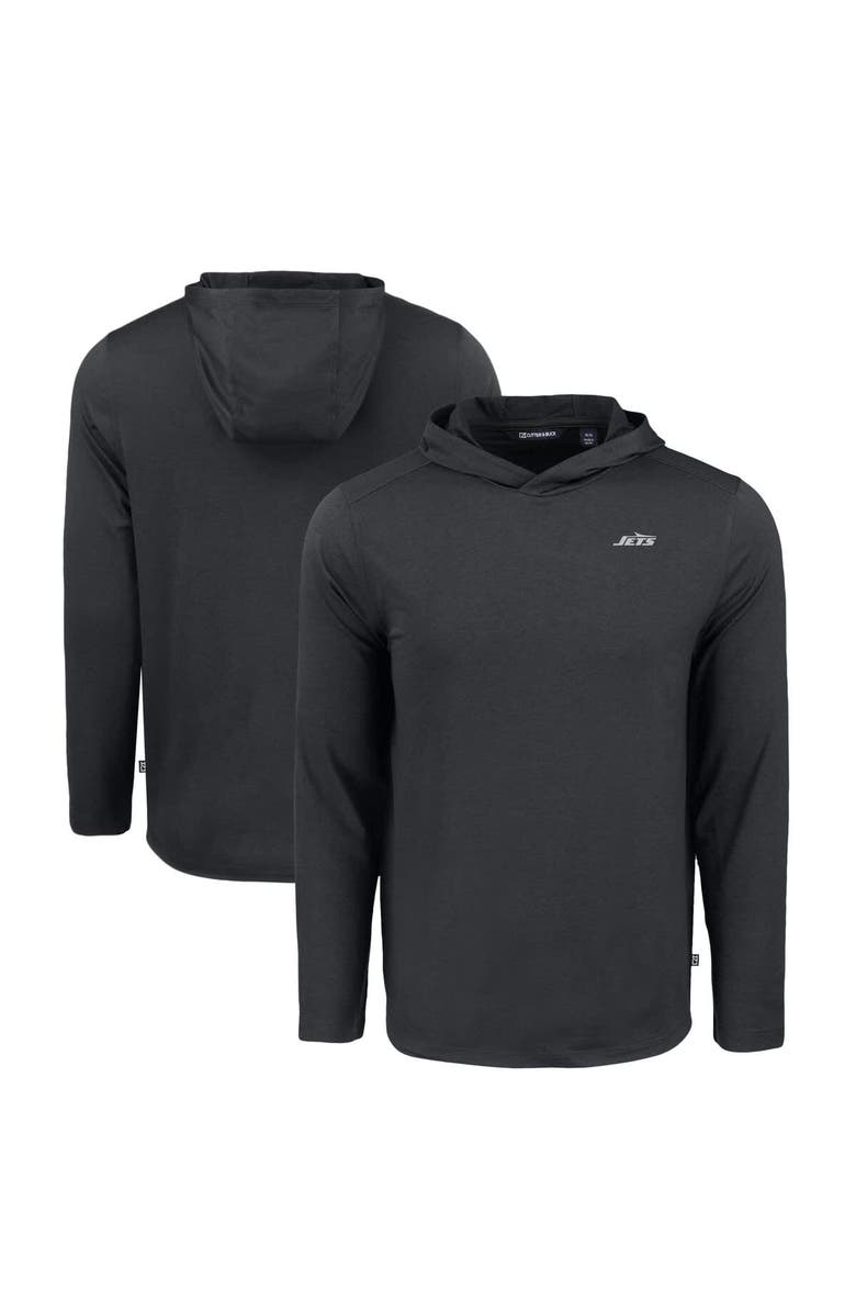 Cutter & Buck Men's Cutter & Buck Black New York Jets Monochromatic Logo Coastline Epic Comfort Eco Recycled Long Sleeve Hoodie T-Shirt, Main, color, Black