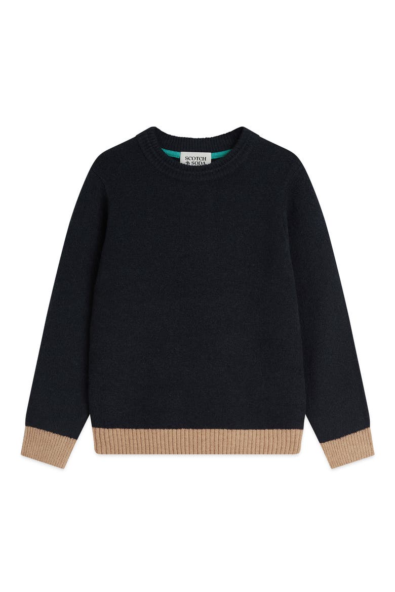Kids' Regular Fit Colorblock Soft Knit Sweater, Main, color, SKY CAPTAIN