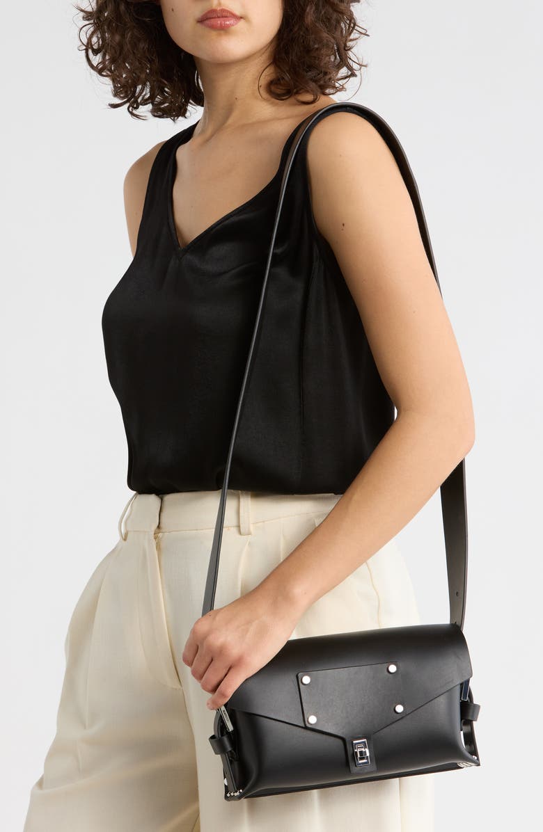 AllSaints Miro Leather Satchel, Alternate, color, Black