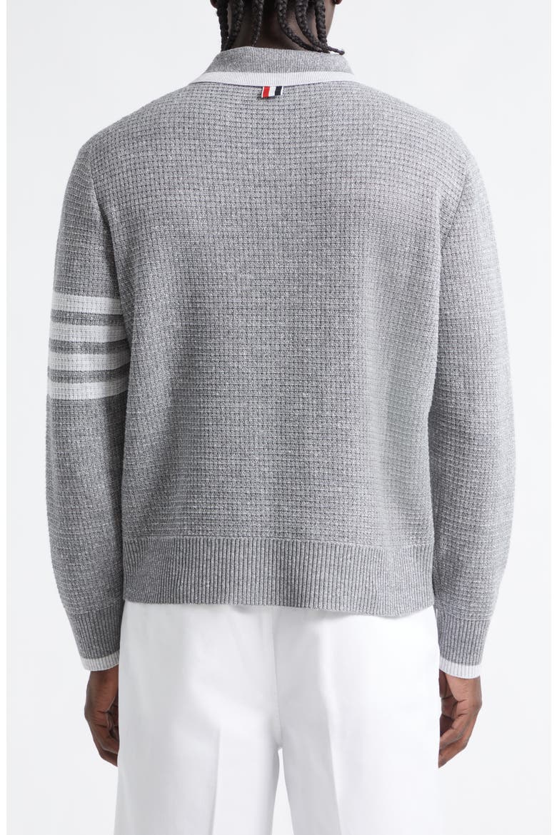 Relaxed 4-Bar Textured Stitch Linen & Cotton Polo Sweater, Alternate, color, LIGHT GREY