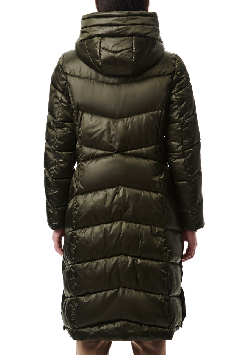 Bernardo Shiny Insulated Puffer Coat, Alternate, color, Dark Green