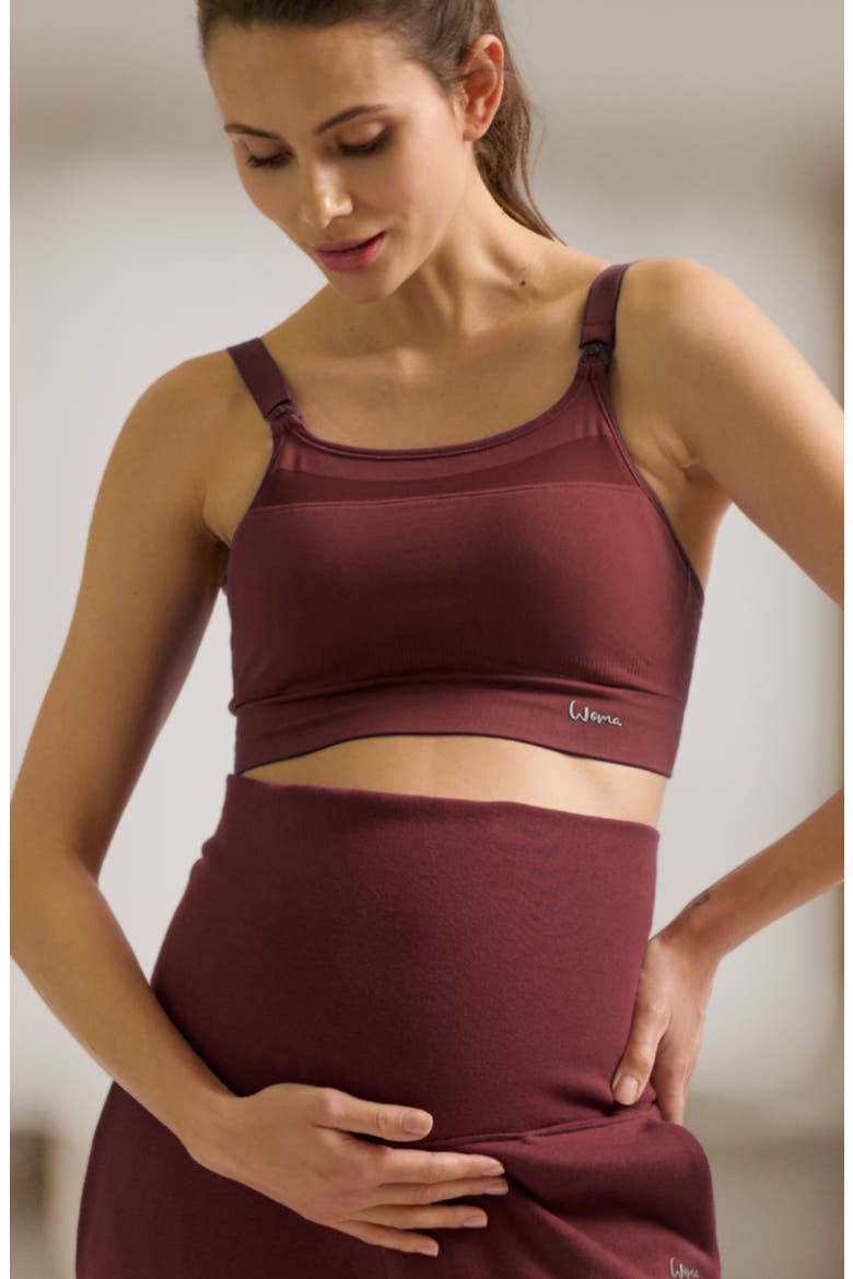 Woma maternity and nursing sports bra, Alternate, color, Plum