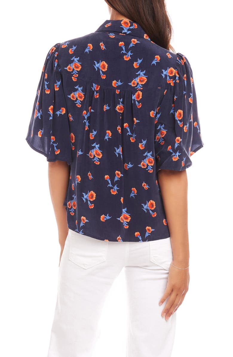 Karen Kane Floral Elbow Sleeve Button-Up Shirt, Alternate, color, 