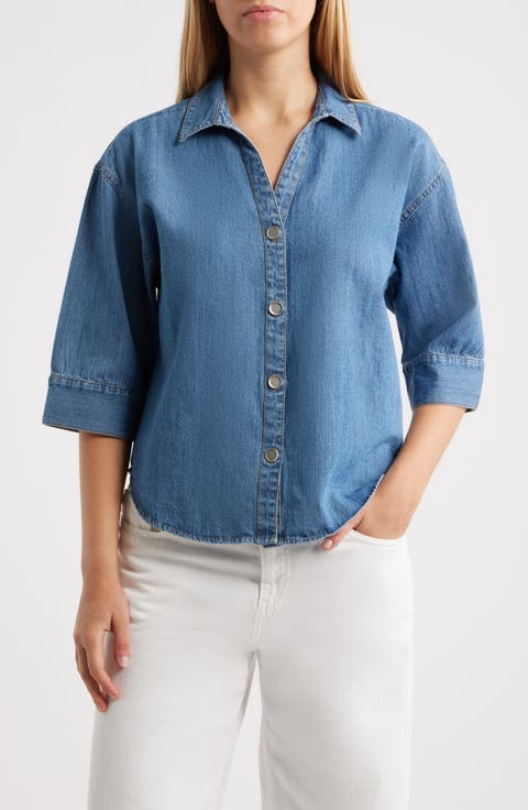 Kindell Cotton Denim Button-Up Shirt
